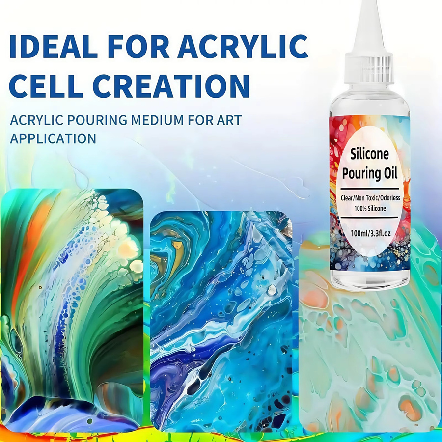 Transparentes Silikon-Ausgießöl als Zellaktivator für Acryl- und Aquarellfarben - Bild 4