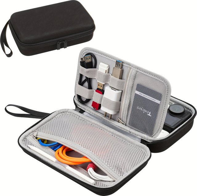 Elektronik-Organizer Hülle in Schwarz für Powerbank, Ladegeräte, Kabel und Speicherkarten - Bild 1