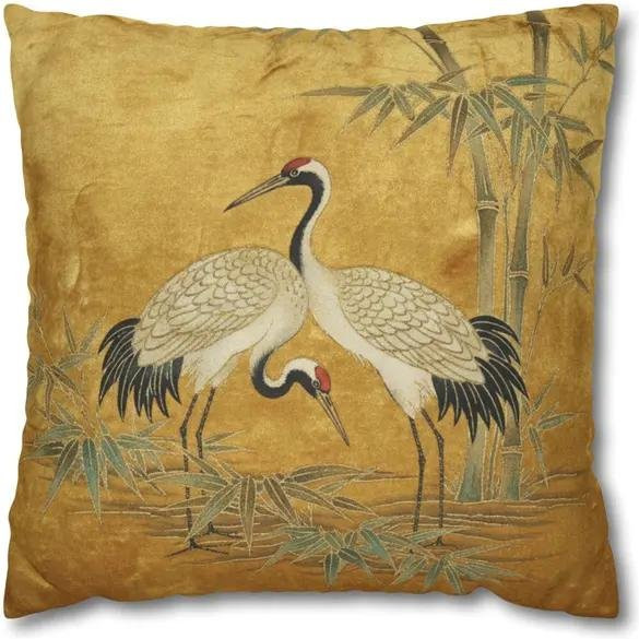 VIKAMA Japanischer Kranich Kissenbezug mit Grafikdesign in Gelb, B/B: 40 x 40 cm - Bild 1