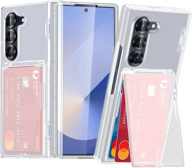 Matte Handyhülle mit Klapphalterung und Kartenfach für Samsung Galaxy Z Fold 7, Z Fold 6 und Z Fold 5 5G in Weiß - Bild 1