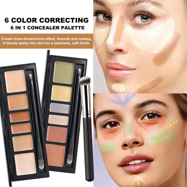 VERONNI Concealer-Palette, 6 Farben, Creme, mit Pinsel - Bild 1