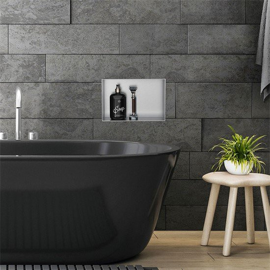LuxeBath Duschnische aus Edelstahl in Silber als Unterputz Wandnische B: 30 cm, T: 20 cm, H: 10 cm - Bild 1