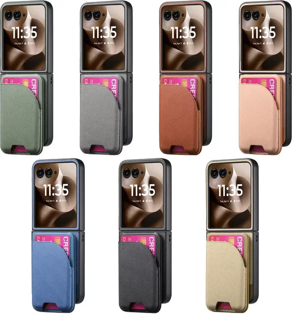 Lederhülle für Motorola Razr 60 50 40 Ultra als Brieftasche mit Kartenhalter und magnetischer Funktion in Blau oder Beige - Bild 1