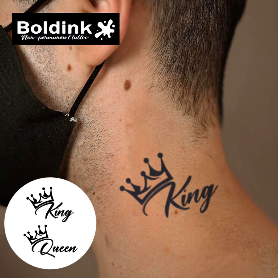Boldink Temporäres Tattoo König und Königin, semipermanent, wasserfest - Bild 2