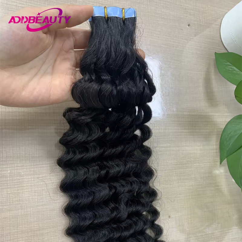 Addbeauty Deep Wave Tape Haarverlängerung, brasilianisches Echthaar, Damen - Bild 6