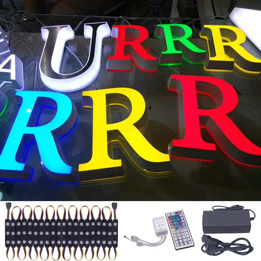 MERRYLE 20er Set RGB LED-Module 12V mit Leistungsregler, wasserdichte 5050 RGB Lichter in Multicolor für Schaufenster und Werbeschilder - Bild 5