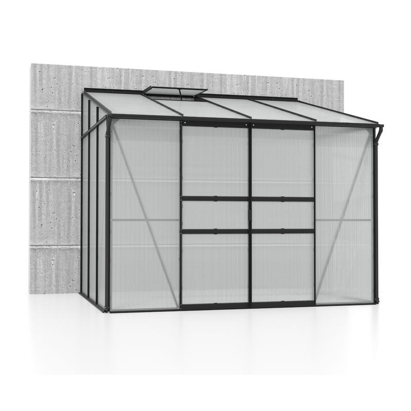 Vitavia Anlehn-Gewächshaus Osiris 5200 in Schwarz mit 5,2 m² Fläche, Aluminiumrahmen und 4 mm Polycarbonat-Verglasung - Bild 2