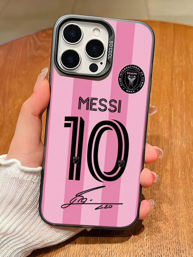 Messi # 10 Logo Handyhülle mit Farbverlauf in Multicolour und Pink, stoßfeste TPU Soft-Touch Hülle für iPhone 11 12 13 14 15 16 17 Pro Max - Bild 3