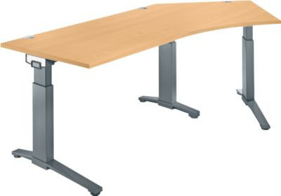 Schäfer Shop Genius Schreibtisch ERGOSTYLE S Eckschreibtisch mit C-Fuß Gestell, manuell höhenverstellbar, Buche/Anthrazit, B: 216,5 cm, T: 80 cm, H: 67,5-89,5 cm - Bild 1