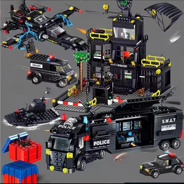 Linyi toy Swat Polizei Weltraumanlage Armeestil Stadtgebiet Bauklötze Set, ab 6 Jahren - Bild 1