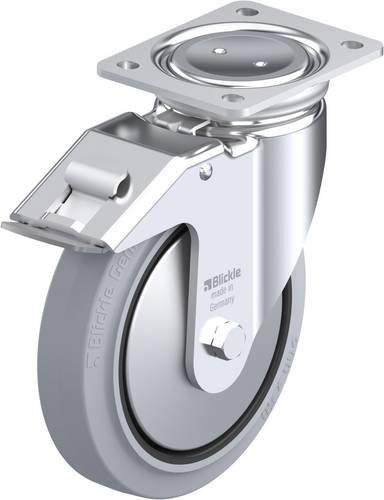 Blickle Lenkrolle LUH-POEV 200R-FI-SG-FA mit Feststeller in Schwarz-Grau, Rad-Durchmesser: 20 cm, Tragfähigkeit: 500 kg - Bild 1