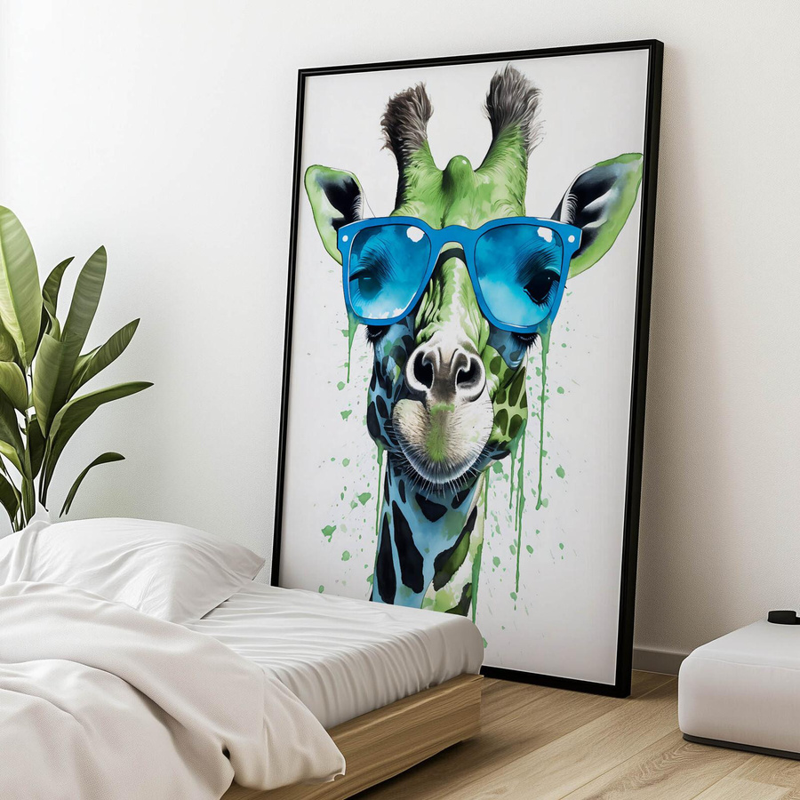 Premium-Leinwand iKable Grüne Giraffe mit blauer Brille auf Keilrahmen, Breite: 30 cm, Höhe: 40 cm - Bild 5