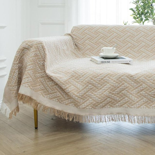 Chocolate Home Sofabezug aus Baumwollleinen in Beige, einfarbiges Sofatuch für dein Wohnzimmer, B/B: 180 x 420 cm - Bild 1
