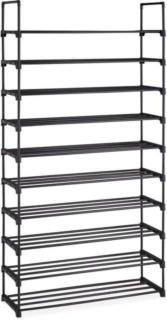 Erweiterbares Schuhregal von Relaxdays aus Stahl in Schwarz, B/T/H: 175,5 x 93 x 30,5 cm - Bild 1