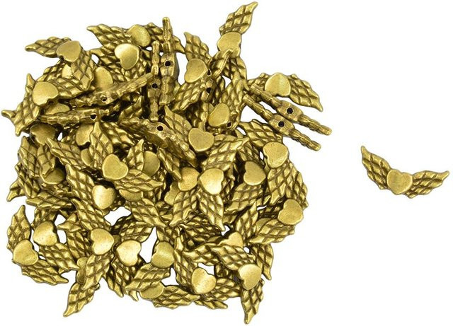 Spacer Perlen Engelsflügel Herz, Antik Bronze, 22x9mm, Unisex - Bild 1
