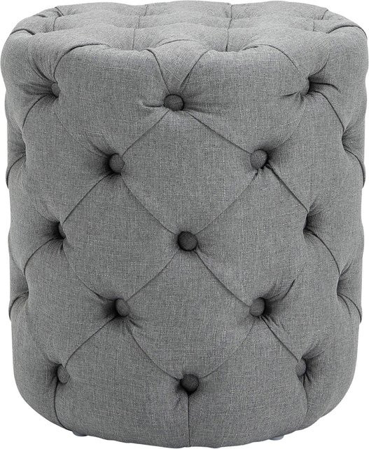 TPFLiving Sitzhocker Darcy Chesterfield aus Stoff in Grau, B/T/H: 42 x 42 x 46 cm - Bild 1