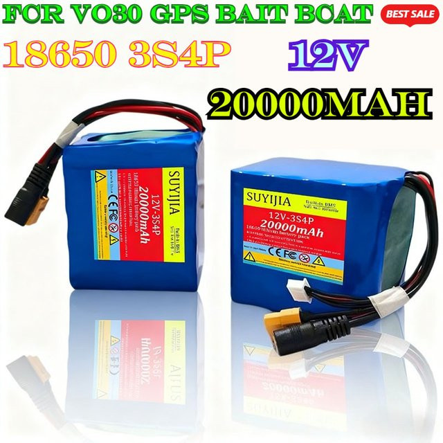 SUYIJIA 12 V Lithium-Ionen-Akku 20 Ah 3S4P mit BMS für V030 GPS-Köderboot, Blau - Bild 1