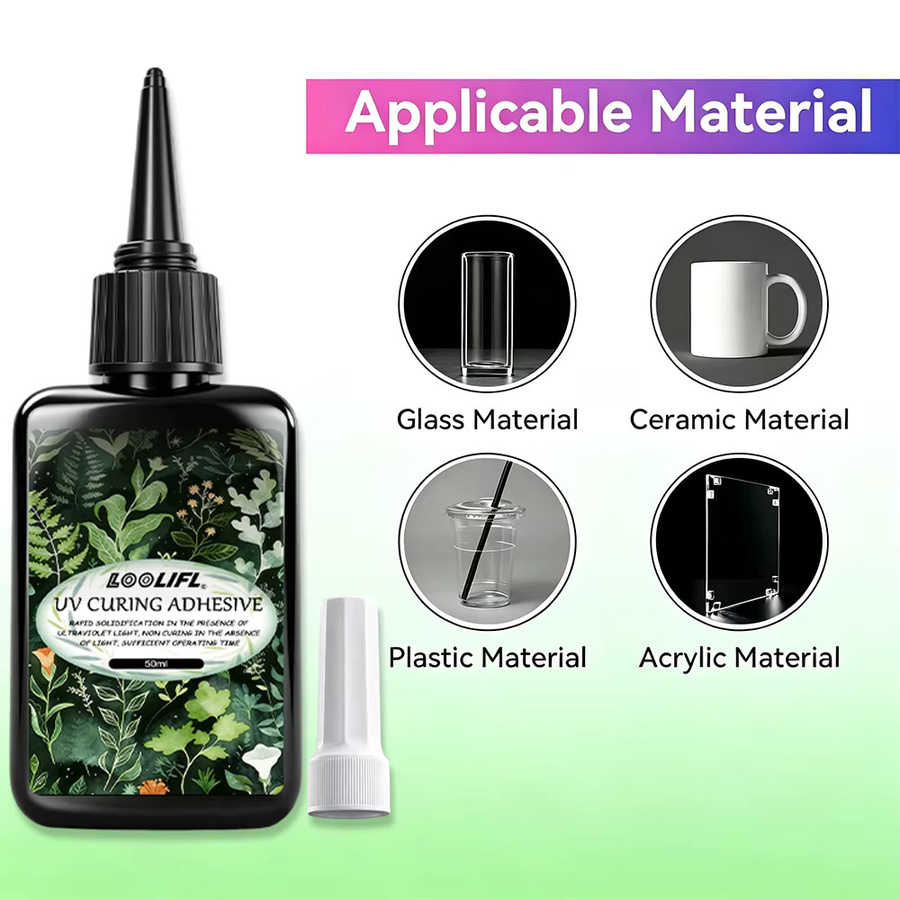 LOOLIFL UV-Harzkleber Anti-Gelb, klarer UV-härtender Klebstoff für Glas, Metall und Acryl, 50 ml - Bild 4