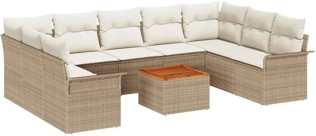 vidaXL Garten-Sofa-Set aus Poly Rattan in Beige, 10-teilig - Bild 1