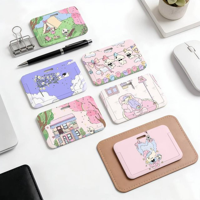 Kawaii Cartoon-Hund Ausweishülle aus Kunststoff in Multicolour für Schulkarten und Buskarten - Bild 1