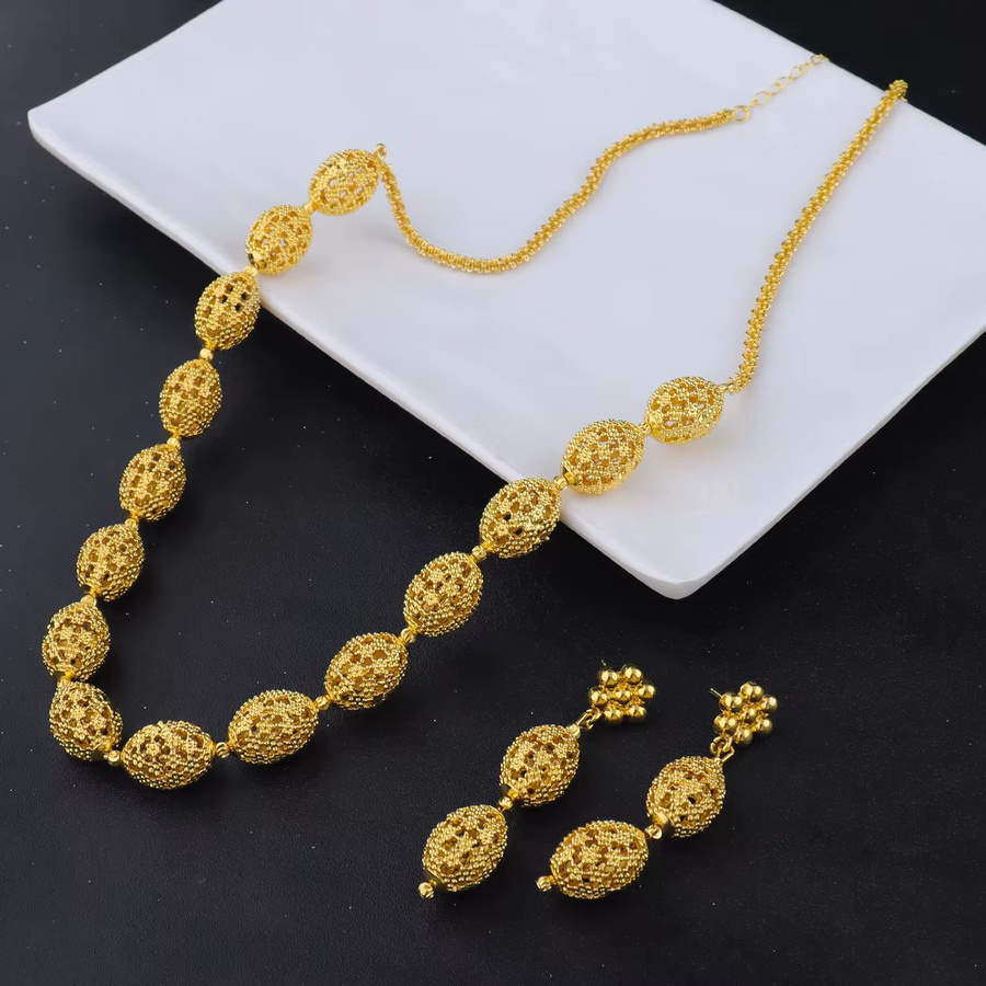 YM Schmuck-Set Halskette und Ohrringe, Messing, Gold, Damen - Bild 4