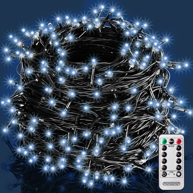 Monzana LED Weihnachts-Lichterkette in Kaltweiß mit Fernbedienung, Timer und Dimmfunktion, 60 m, IP44 wetterfest für Innen- und Außenbereich - Bild 1