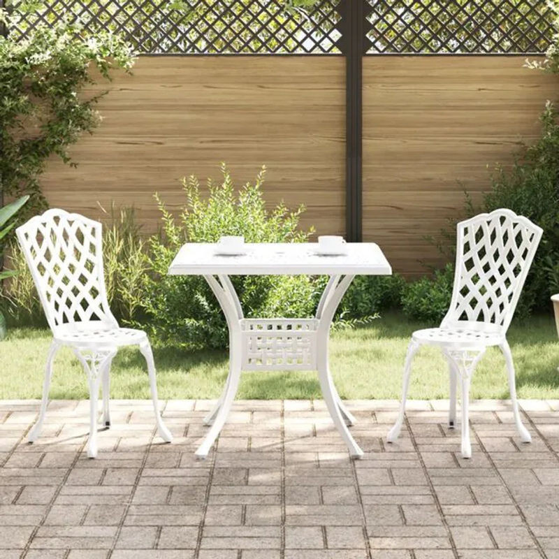 vidaXL Gartenmöbel-Set aus Gussaluminium in Weiß, 3-teilig, B/T/H: 80 x 80 x 75 cm - Bild 1