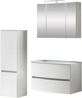 HELD MÖBEL Waschtisch-Set KOPENHAGEN in Weiss, 5-teilig, modern mit LED-Beleuchtung und Soft-Close-Türen - Bild 1