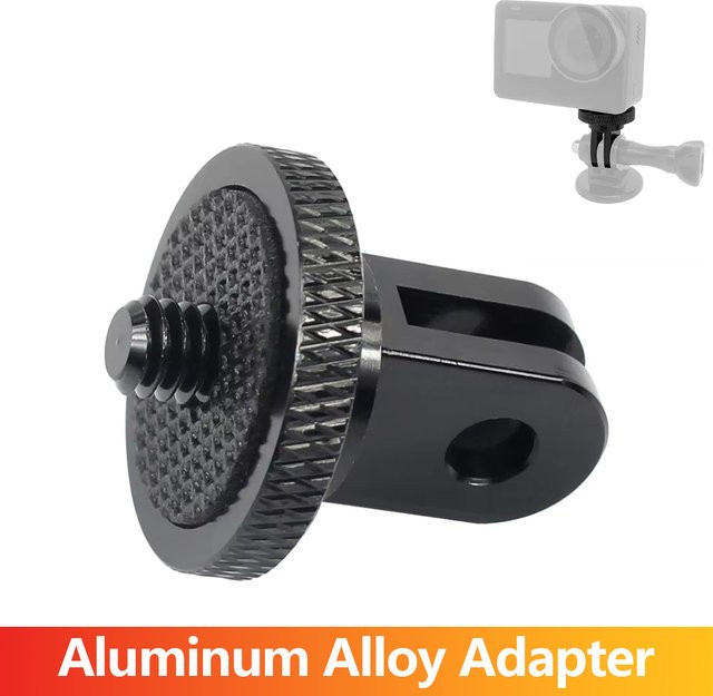 EXSKOF Schraubenadapter Konverter aus Aluminiumlegierung 1/4 Zoll für GoPro Hero Insta360 SJCAM AKASO DJI Osmo Action in Schwarz - Bild 1