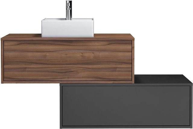 Einzelwaschtisch Teana Vente-unique in Anthrazitgrau Naturfarben, Breite: 94 cm - Bild 1