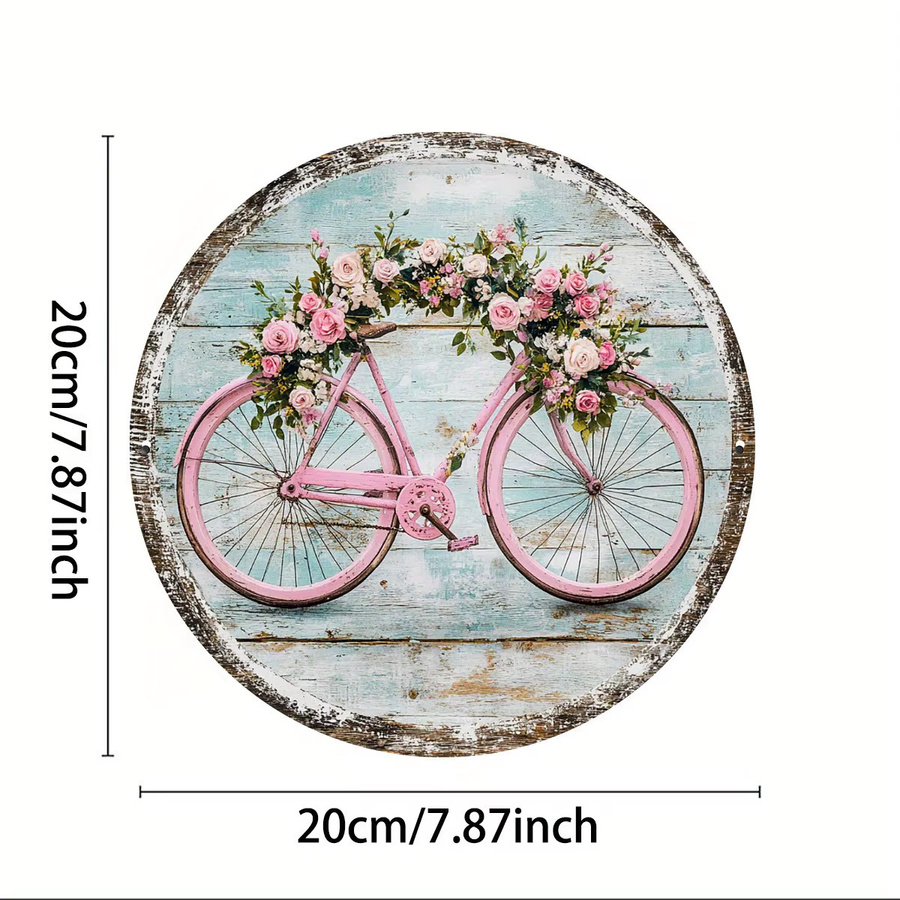 HELLOYOUNG Retro-Wandschild rund mit floralem Design in Multicolour, Durchmesser: 20 cm - Bild 2