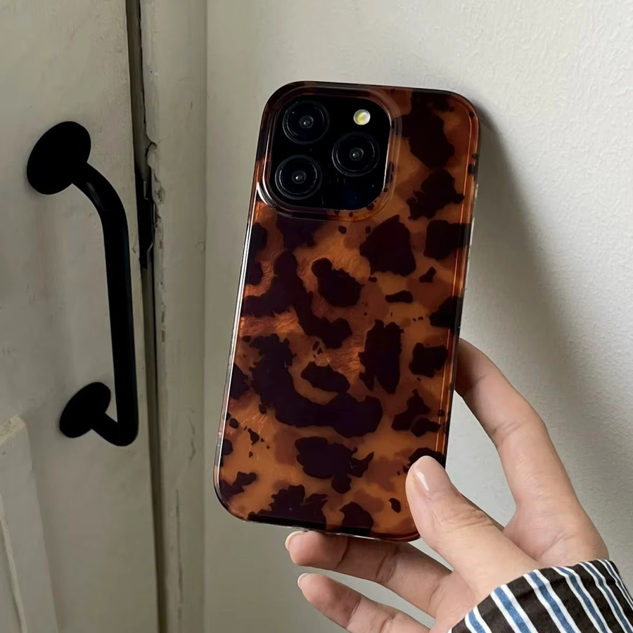 Retro-Bernstein-Laser-Handyhülle mit Leopardenmuster für Apple iPhone in Braun und Multicolour - Bild 5