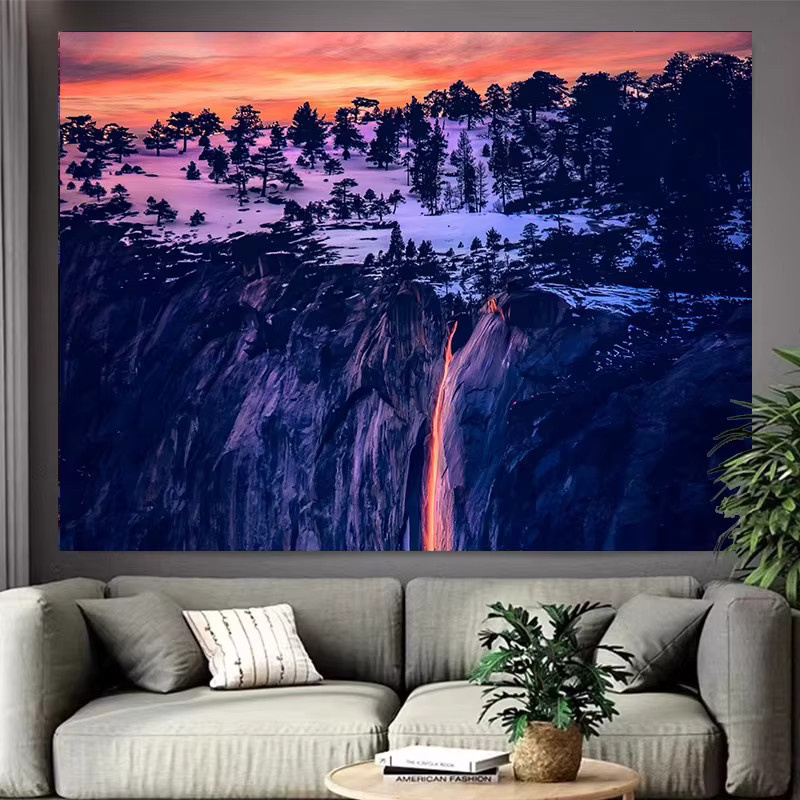 VIKAMA Wandteppich Landschaft Hintergrund aus Stoff im minimalistischen Stil zur Dekoration für Wohnzimmer und Schlafzimmer B: 100 cm, H: 70 cm - Bild 1