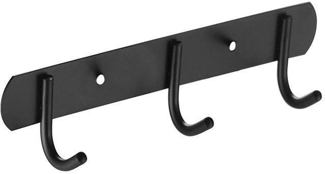 OutsideWorld Wandmontierte Garderobe aus Edelstahl und Metall mit 3 dekorativen Haken in Schwarz - Bild 1