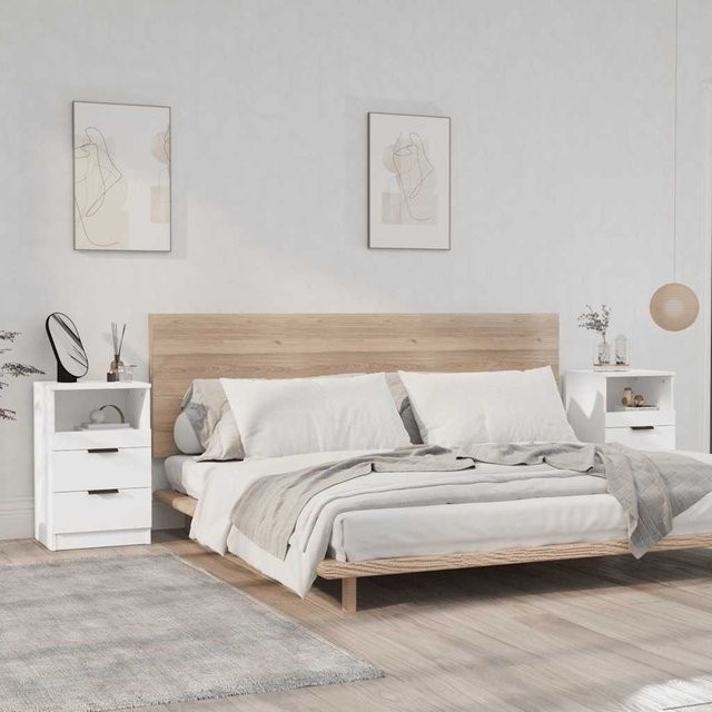 vidaXL Nachttische 2er Set Weiß aus Holzwerkstoff für dein Schlafzimmer - Bild 2