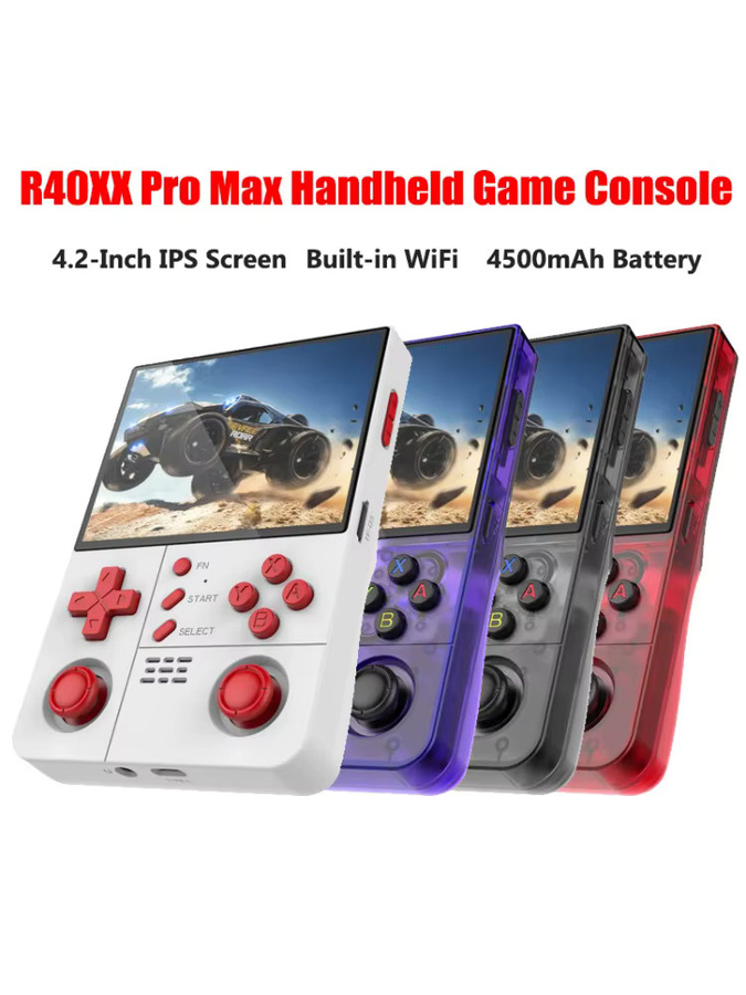 luxuglow R40XX Pro Max Retro Handheld-Spielkonsole mit Linux-System, 4,2 Zoll HD IPS-Bildschirm, 128GB, Farbe: Purple/Transparent - Bild 6