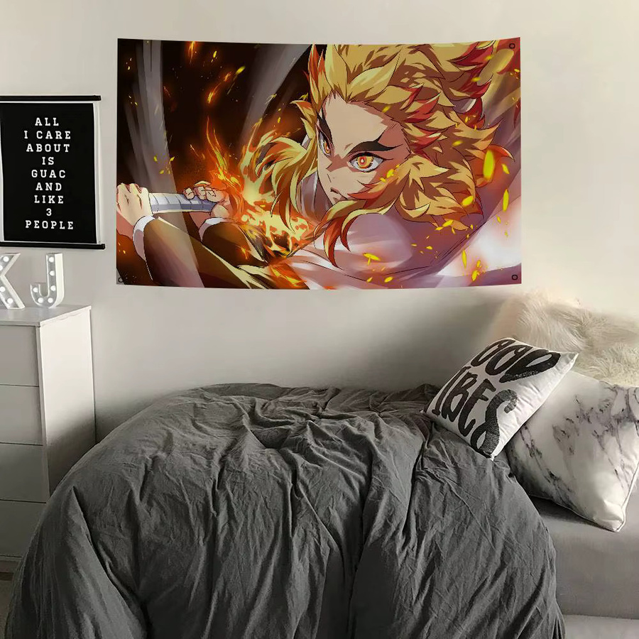 Dämon Slayer Rengoku Kyoujurou Anime Flagge aus Polyester mit vier Löchern für Outdoor und Zimmer Dekoration, Mehrfarbig - Bild 4