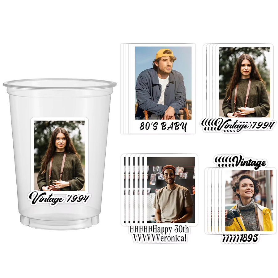 20 Stück personalisierte Vintage Foto Namensaufkleber für deine Geburtstagsparty im 80er und 90er Stil von joy-enlife, mehrfarbig - Bild 5