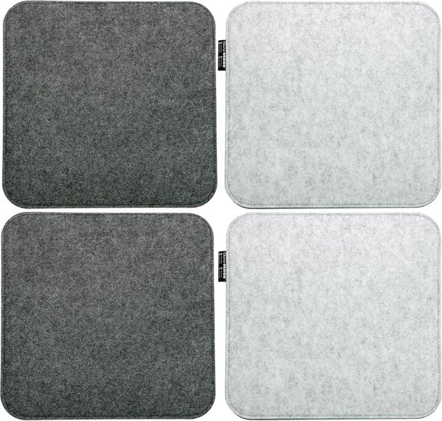 DuneDesign 4er Set Eckige Sitzkissen aus Filz in Grau und Hellgrau, B/T/H: 35 x 35 x 2,5 cm - Bild 1