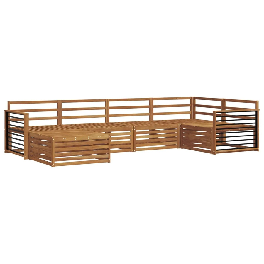 vidaXL Outdoor-Sofagarnitur 6-teilig aus Akazienholz in Braun mit modernem L-Shape Design und Sitzkissen - Bild 2