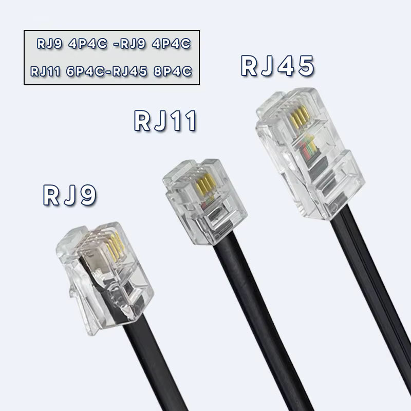 COMNEN Modulares Telefon- und Datenkabel RJ9 auf RJ11 auf RJ45, Schwarz - Bild 2