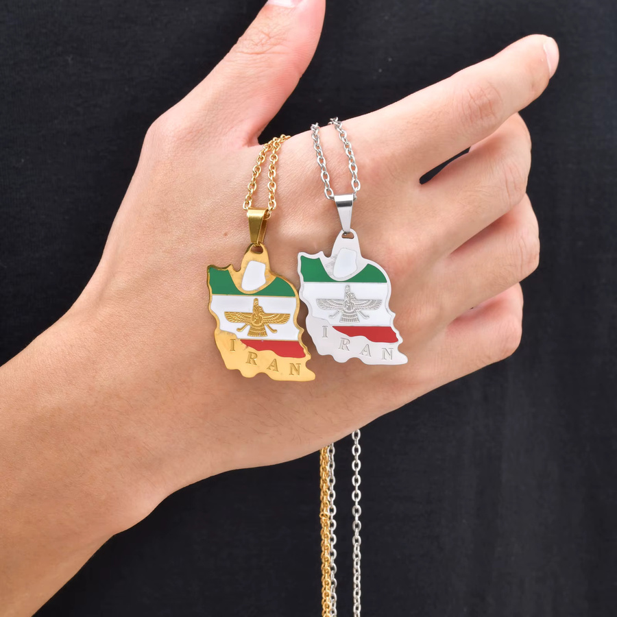 prjewel Halskette mit Iran-Karten-Anhänger, Edelstahl, Unisex - Bild 3
