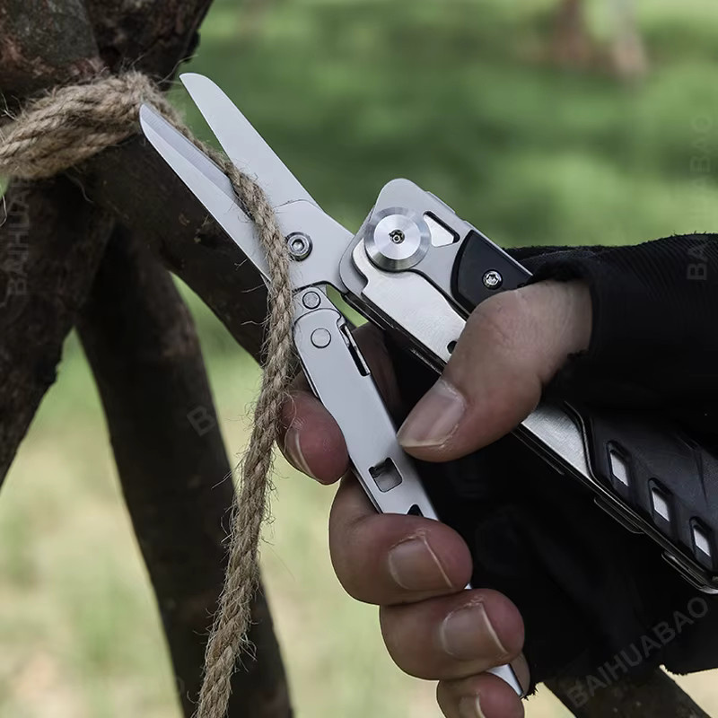 Bhbt 6 in 1 Multifunktions-Multitool in Silber mit Schere, abnehmbarem Messer und Schraubendreher für Outdoor und EDC - Bild 3