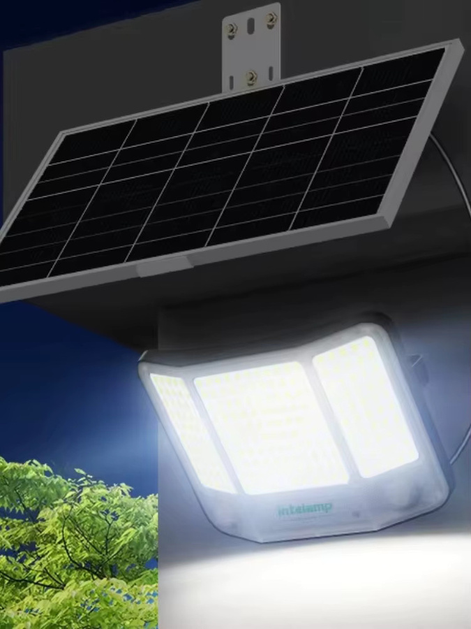 Intelamp LED Solar Wandlampe mit Bewegungssensor, 4000 Lumen, IP65 wasserdichter Außenstrahler für Garten und Straße, Weiß - Bild 6