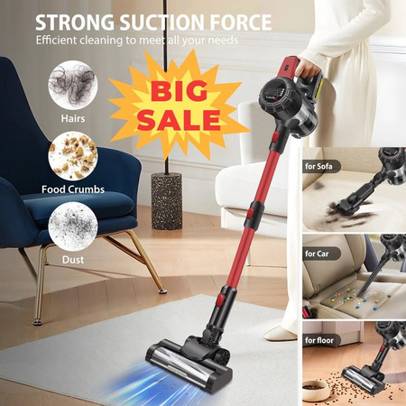 DayPlus Kabelloser Akku-Stabstaubsauger 8-in-1 mit 15000Pa Saugkraft, LED-Licht und 3000mAh Akku für Teppich und Hartböden