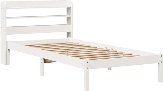 vidaXL Massivholzbett aus Kiefernholz in Weiß mit rustikaler Optik, B/T/H: 80–90 x 190/200 cm - Bild 1