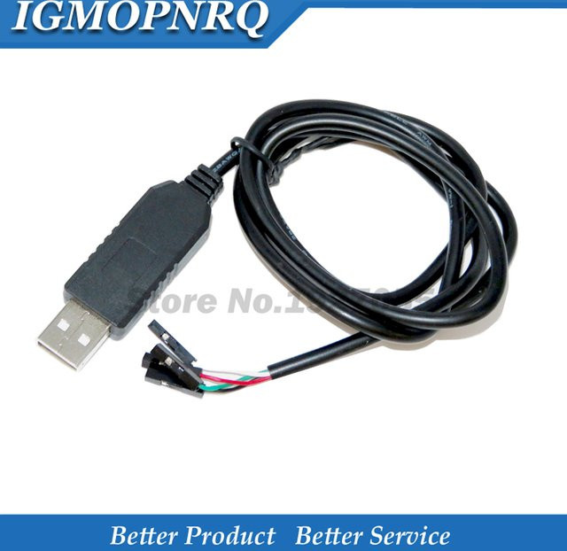 10er Set PL2303HX USB zu UART TTL Konverter Kabel mit 4 Pin RS232 Anschluss, Schwarz, Länge: 1 m - Bild 1