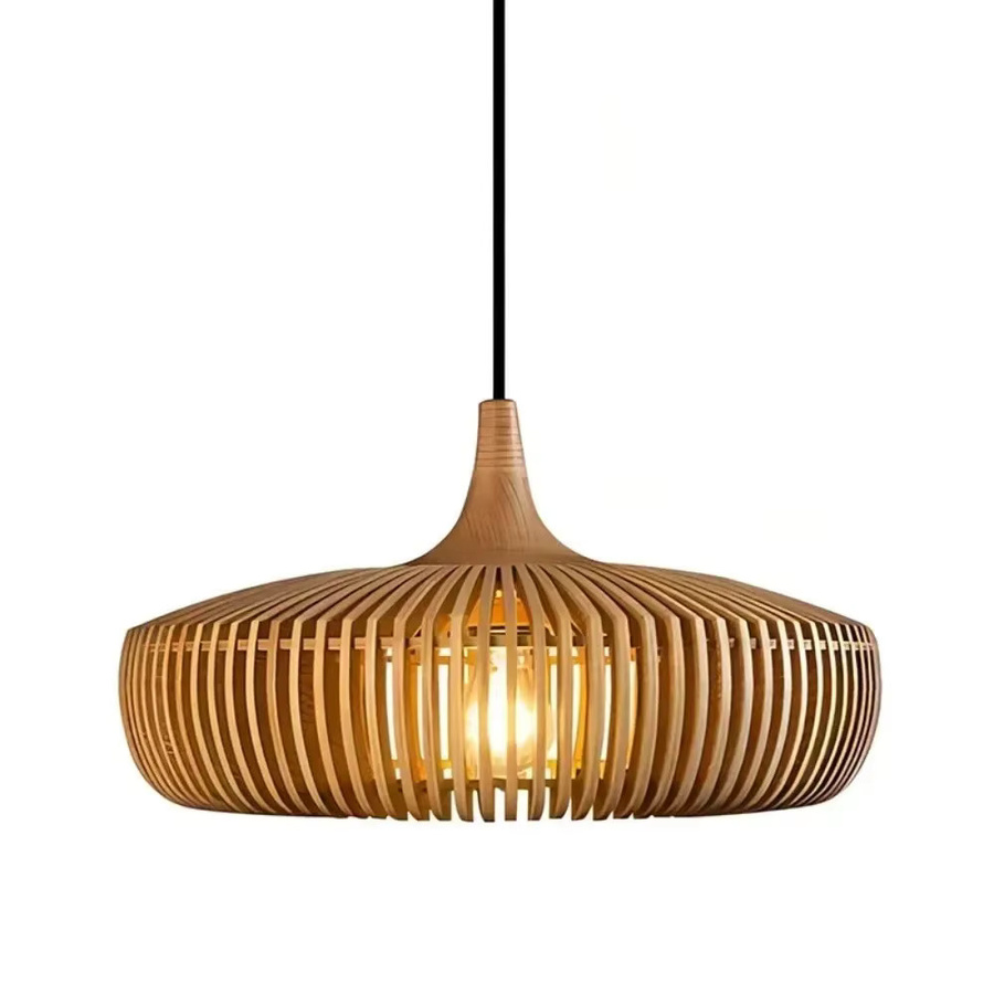 JOYINLED Moderne LED-Pendelleuchte aus Walnussholz in Braun, Durchmesser: 43 cm - Bild 2