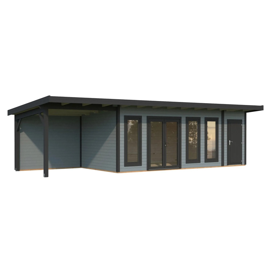 Palmako Holz-Gartenhaus Aurelia Pultdach in Hellgrau mit modernem Design, B: 973 cm, T: 300 cm - Bild 2