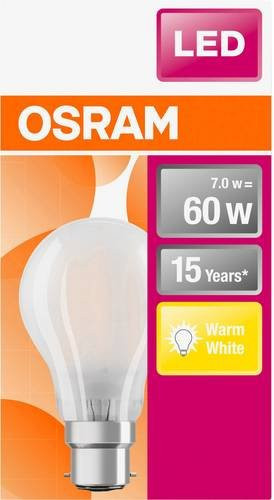 Osram Home Lighting LED Filament Lampe Warmweiß B22d 6,5W (60W Ersatz) Durchmesser: 60,0 mm, Länge: 104,0 mm - Bild 1